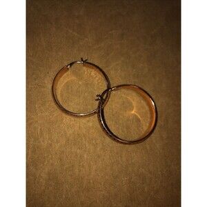 Milor Italy Bronze Round Hammered Hoop Post Earrings 1.5"Lever back